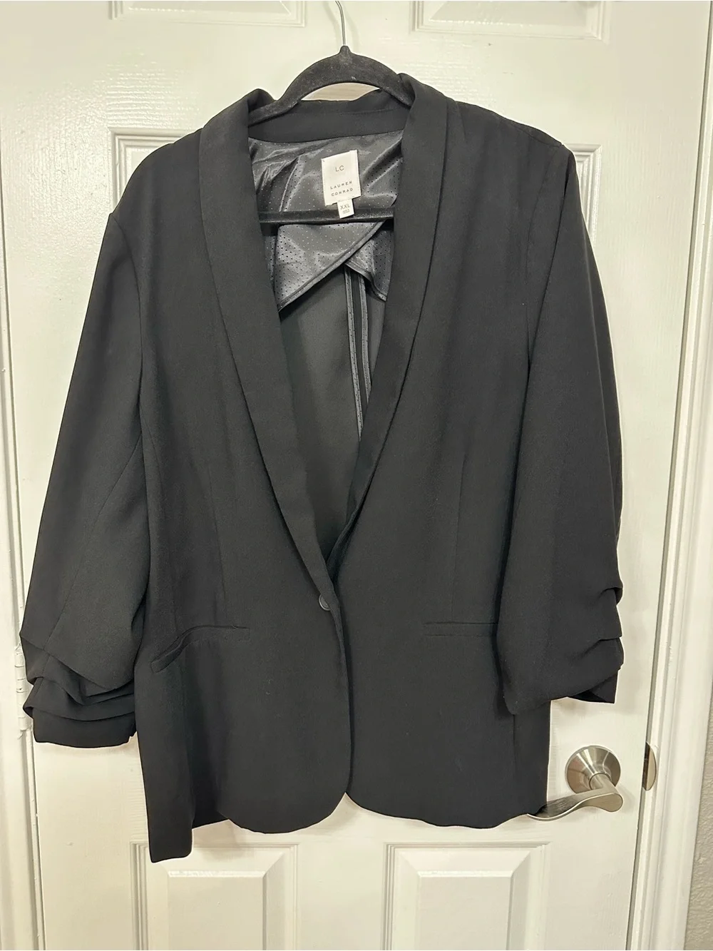LC Lauren Conrad Black Relaxed Draped Open Blazer